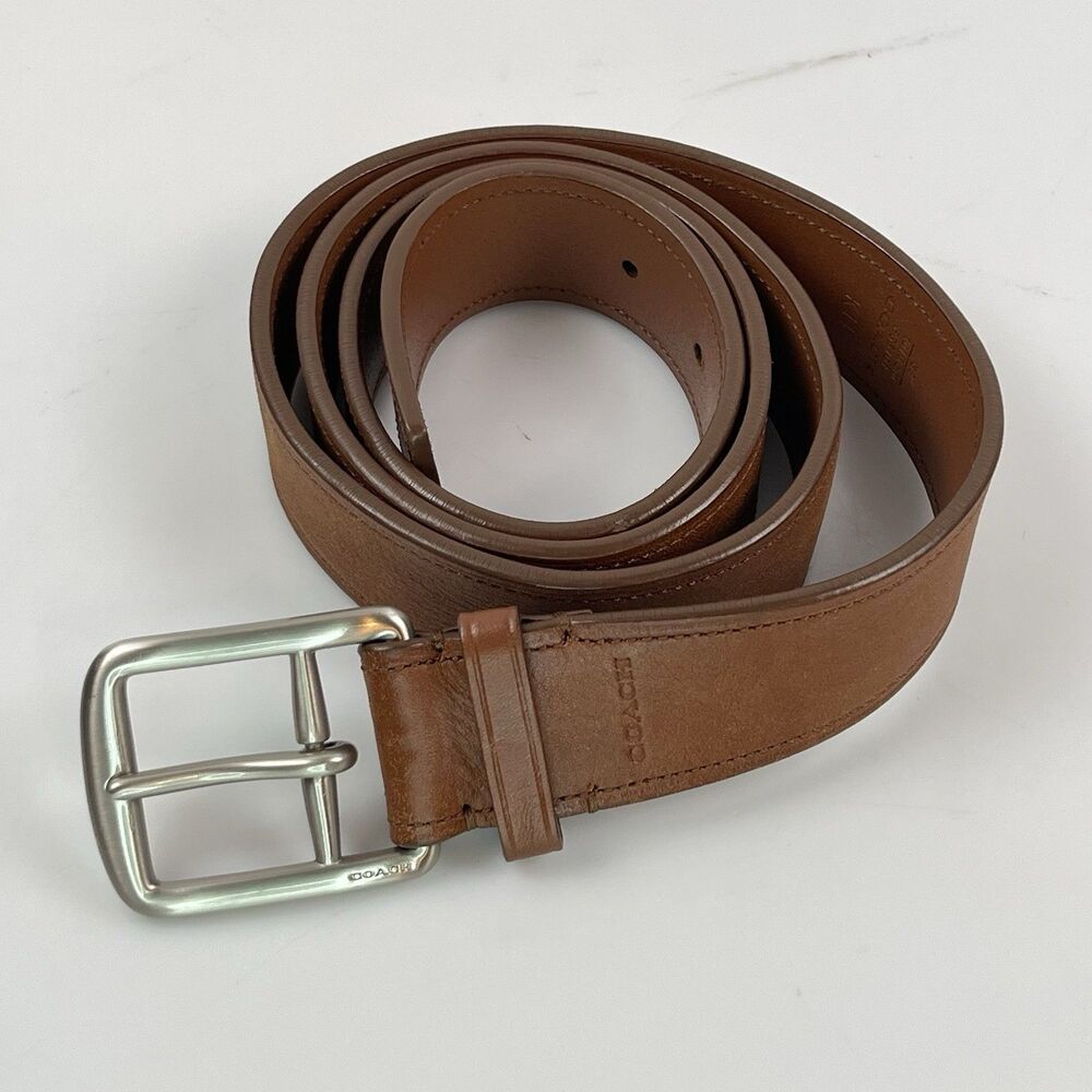 Coach Men’s Leather Belt Size 38 Style F66101 Cognac Brown 101.6 cm